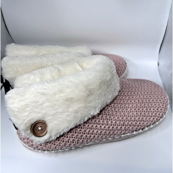 Joe Boxer Women's Slippers XL 11/12 Pink Luna Faux Fur Knit Cozy House Shoes NWT - Picture 2 of 8
